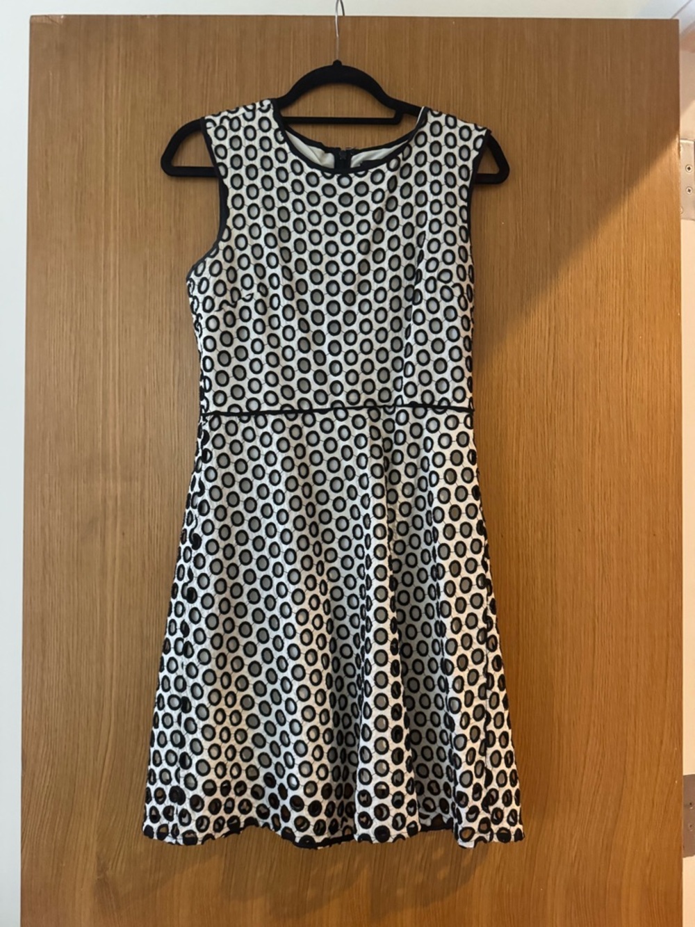 J. Crew Black and White Circle Pattern Midi Dress